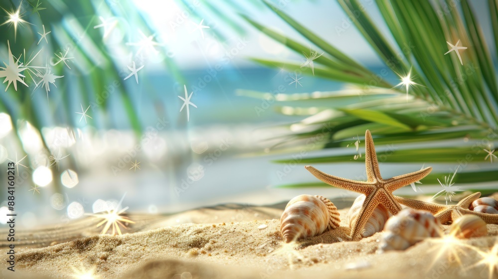 Starfish and Seashells on a Sunny Beach Starfish and Seashells on a Sunny Beach