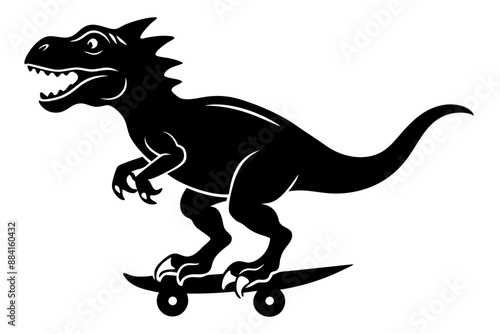 
Dinosaur riding skateboard silhouette vector illustration
