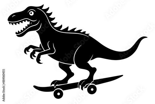 
Dinosaur riding skateboard silhouette vector illustration
