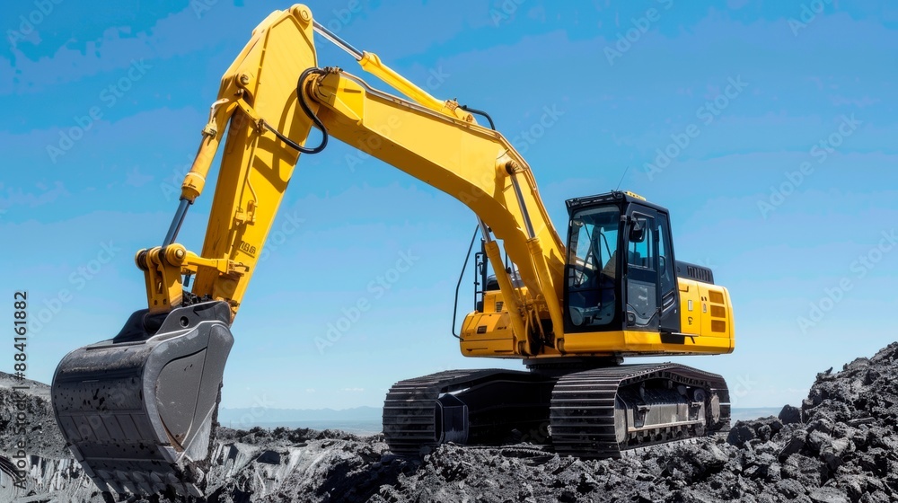 Yellow Excavator Digging at Construction Site
Yellow Excavator Digging at Construction Site