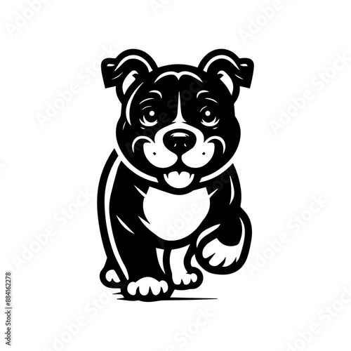 cute pitbull dog logo design