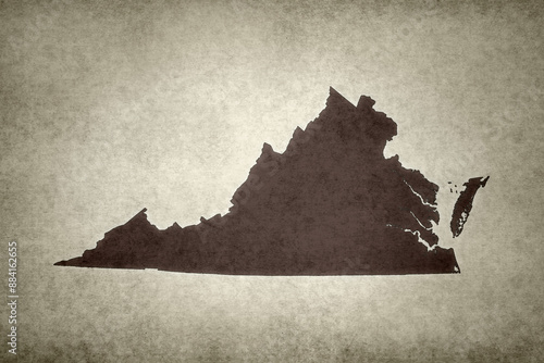 Map of the state of Virginia on a paper