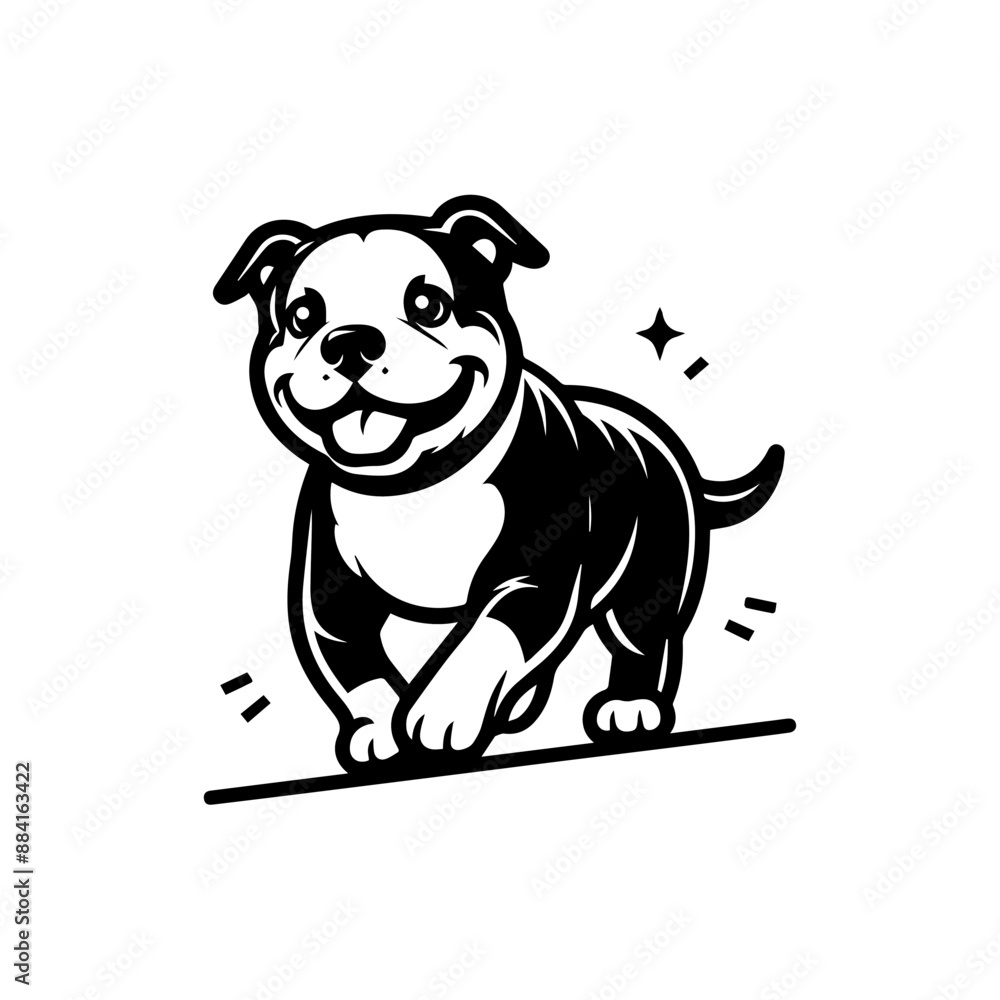 Obraz premium cute pitbull dog logo design