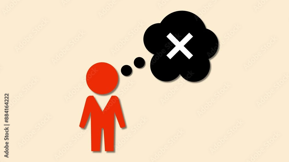 Man icon with cross icon animation on a yellow background. Man icon with cross icon animation on a yellow background.
