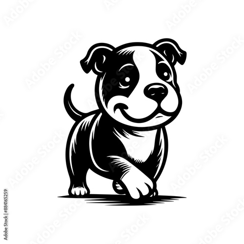 cute pitbull dog logo design