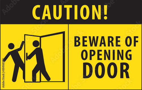 Beware of opening door sign notice vector.eps