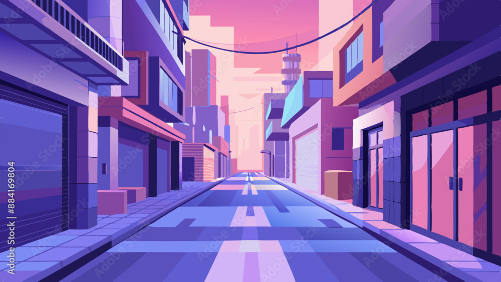 Calle oscura en la ciudad ciberpunk, callejón sombrío con iluminación de neón