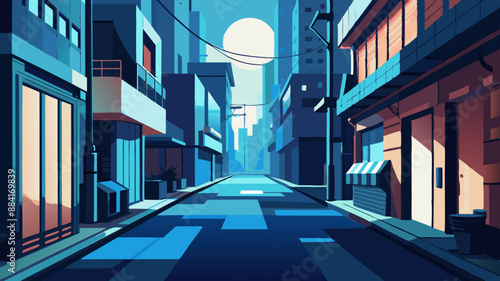 Calle oscura en la ciudad ciberpunk, callejón sombrío con iluminación de neón
