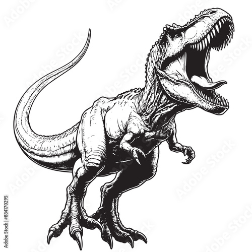 Coloring Page Outline of Carnotaurus roaring Dinosaur. Coloring Book page for kids. outline vector illustration isolated on a white background.