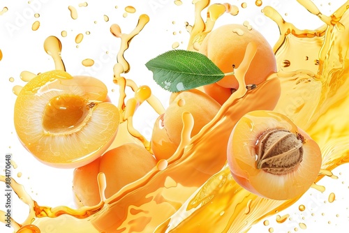 Sweet yellow ripe Marian plum (Mayongchid, Maprang, Plum Mango) juice splash isolated on white background 