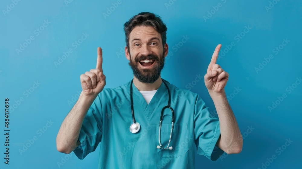 Smiling Doctor Pointing Up Smiling Doctor Pointing Up