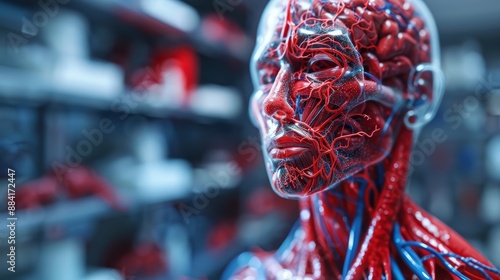 Highly detailed human anatomy model showcasing intricate vascular system, perfect for medical and educational purposes.
