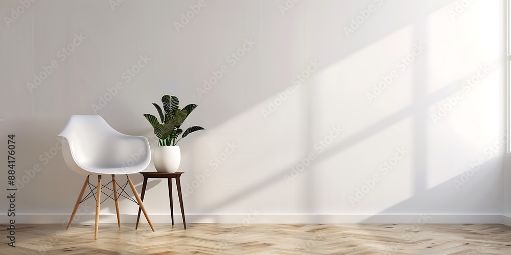 Minimalist interior design of modern living room with white wall and ...
