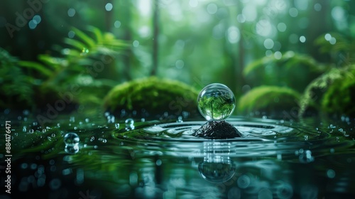 Wallpaper Mural Water Droplet Reflecting the Environment A Symbol of Climate Change and the Importance of Water Conservation Torontodigital.ca