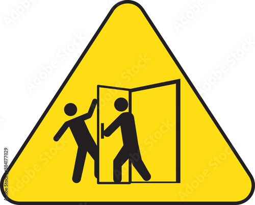 Beware of opening door sign vector.eps
