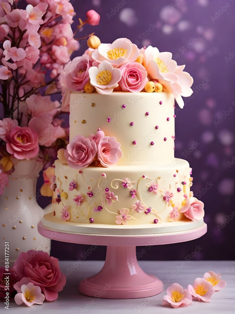 wedding cake with pink flowers wedding cake with pink flowers