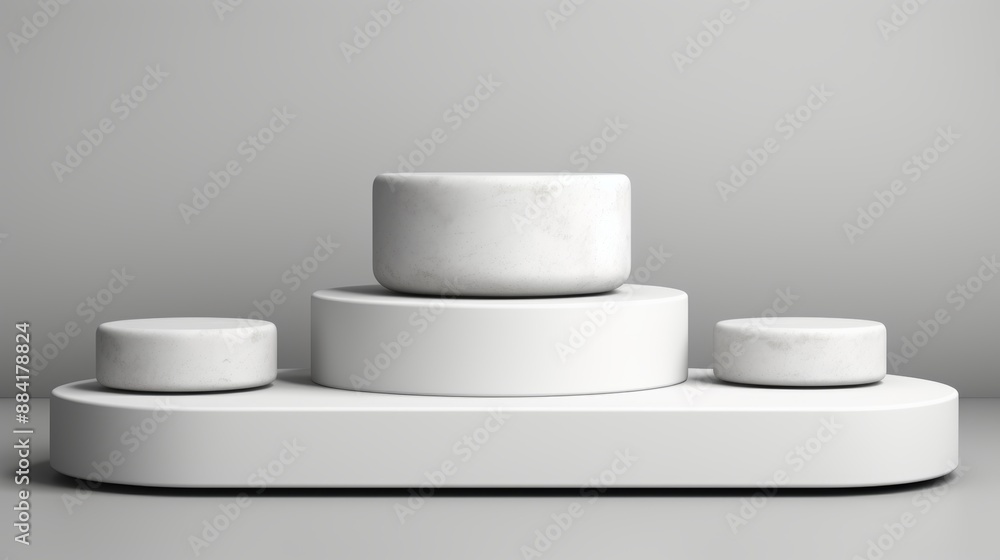 Minimalist white 3d product podium on abstract studio stage for modern product displays Minimalist white 3d product podium on abstract studio stage for modern product displays