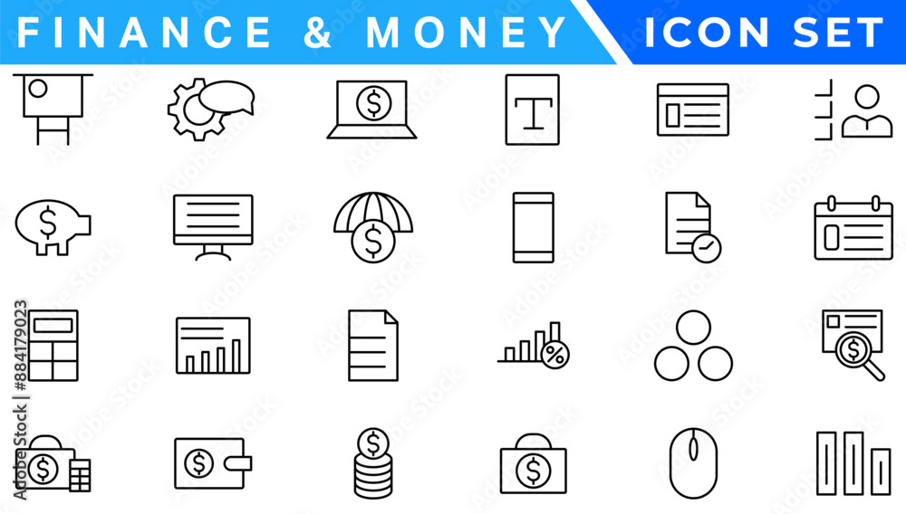 Money line icons. Set of Banking, Wallet and Coins icons. Credit card, Currency exchange and Cashback money service. Euro and Dollar, Cash wallet, exchange. Banking credit card, atm payment. Vector Money line icons. Set of Banking, Wallet and Coins icons. Credit card, Currency exchange and Cashback money service. Euro and Dollar, Cash wallet, exchange. Banking credit card, atm payment. Vector