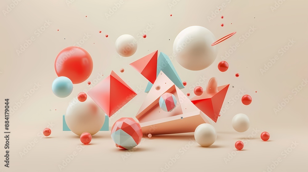 Abstract Geometric Figures on Beige Background - Futuristic 3D Generative AI Concept Abstract Geometric Figures on Beige Background - Futuristic 3D Generative AI Concept