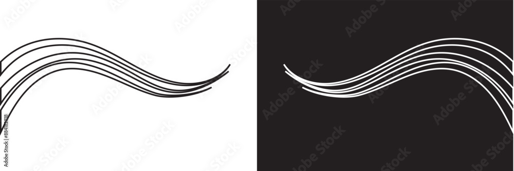 Obraz premium Triple winding curved line calligraphy, squiggle doodle road. isolated on white and black background. vector . EPS 10