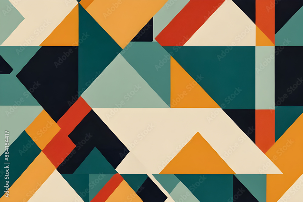 Visual Symphony in Geometric Harmony - Abstract Composition with Interlocking Shapes and Contrasting Colors Visual Symphony in Geometric Harmony - Abstract Composition with Interlocking Shapes and Contrasting Colors