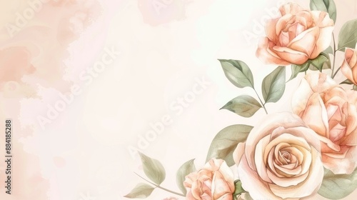 Elegant Watercolor Roses with Pastel Background
