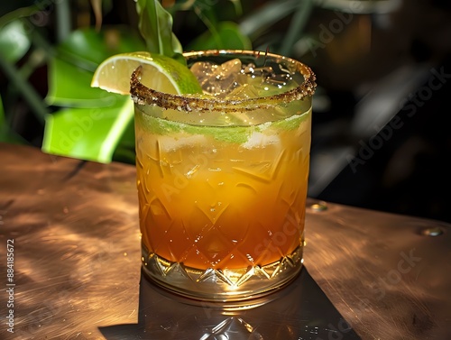 Layered Cocktail with Lime and Green Chile photo