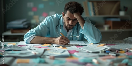 healthcare professional unhappy with his work situation photo