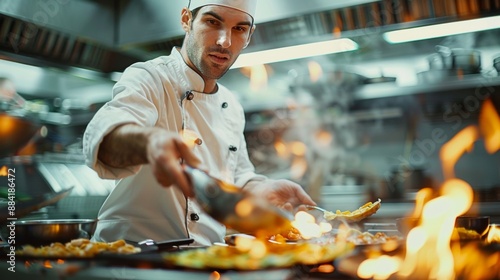 Culinary Expert Demonstrating Flawless Omelette Folding Technique in a Gourmet Kitchen