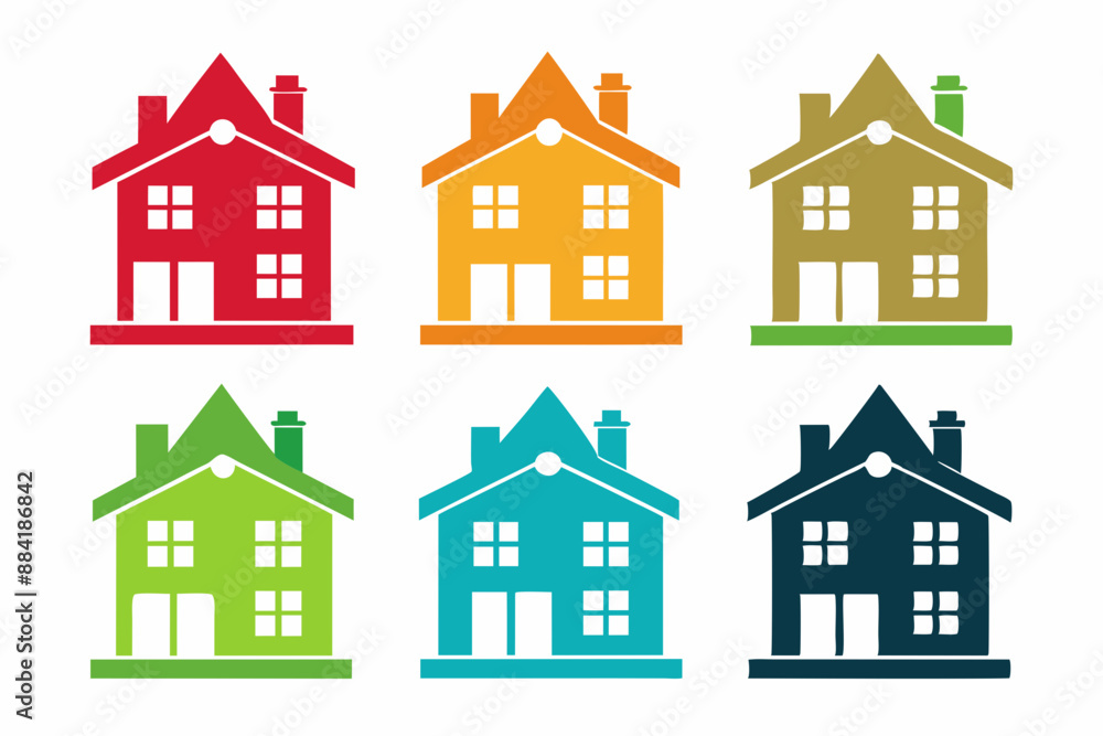 House icon set, Collection home icons. Set of real estate objects and houses black icons isolated on white background. Vector illustration.
House icon set, Collection home icons. Set of real estate objects and houses black icons isolated on white background. Vector illustration.