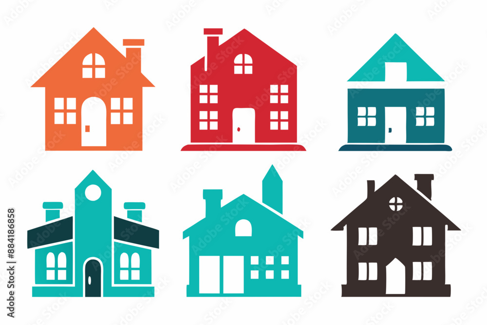 House icon set, Collection home icons. Set of real estate objects and houses black icons isolated on white background. Vector illustration.
House icon set, Collection home icons. Set of real estate objects and houses black icons isolated on white background. Vector illustration.