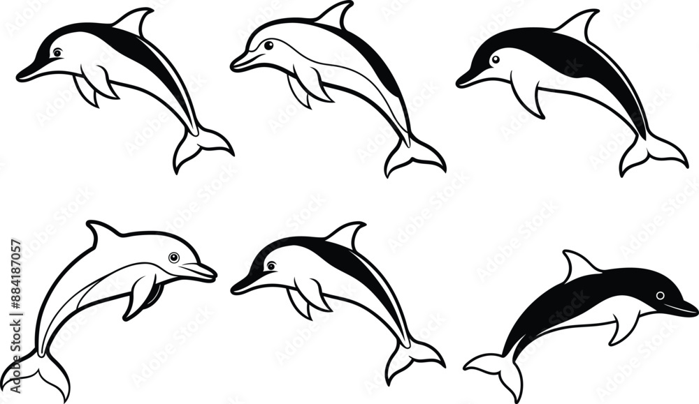 Dolphin Silhouette Vector Illustration Dolphin Silhouette Vector Illustration