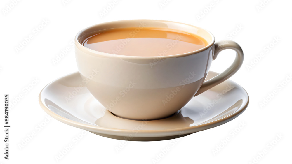Cup of Milk Tea on Saucer Cup of Milk Tea on Saucer