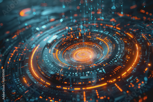 Wallpaper Mural A shielded fortress in the digital realm, surrounded by swirling data streams. Torontodigital.ca