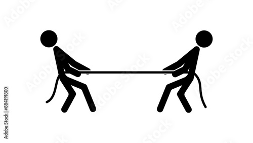 Competition emblem, tug of war , black isolated silhouette