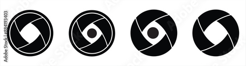 Camera objective vector icon signs set