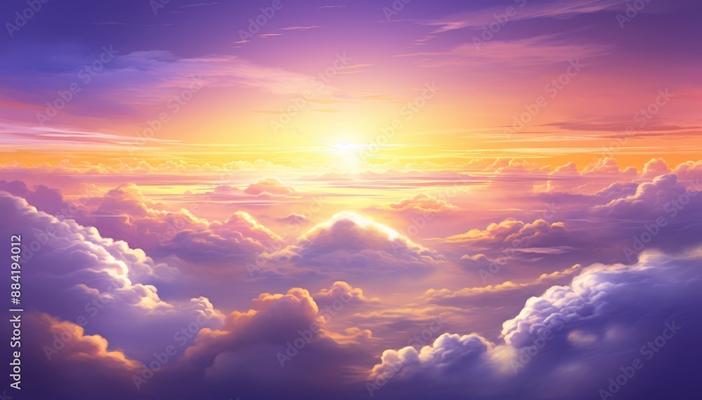Above the Clouds a Vivid Sunset Sky Above the Clouds a Vivid Sunset Sky