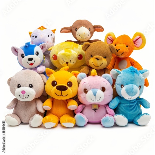 Adorable and cuddly stuffed animals gathered together for a cute group photo photo