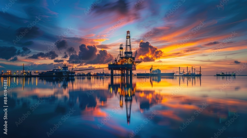 Fototapeta premium Oil Rig at Sunset