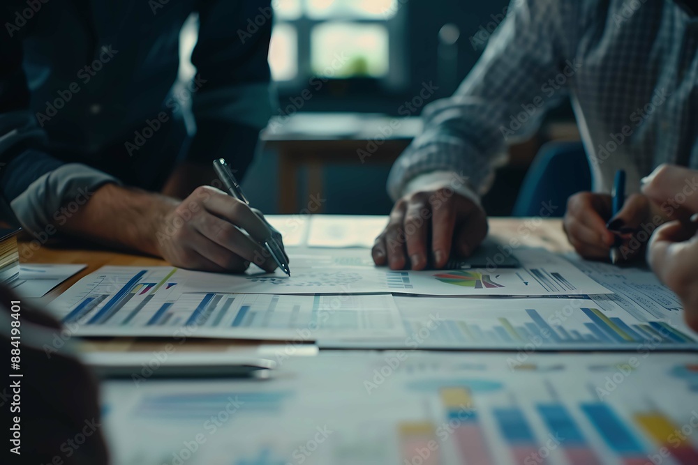 A team of professionals collaborating on a financial project, actively discussing strategies and solutions. A team of professionals collaborating on a financial project, actively discussing strategies and solutions.