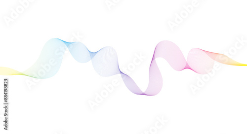 Abstract colorful wave lines on white background. Modern colorful wavy lines pattern design element. Wave lines art, Curved smooth design
