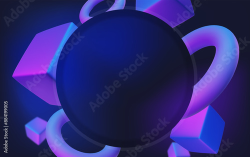 Abstract poster, brochure, flyer design background with cubes and toruses