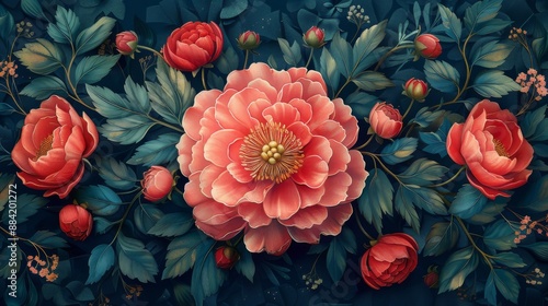 Wallpaper Mural Blooming Peonies in a Lush Garden Torontodigital.ca