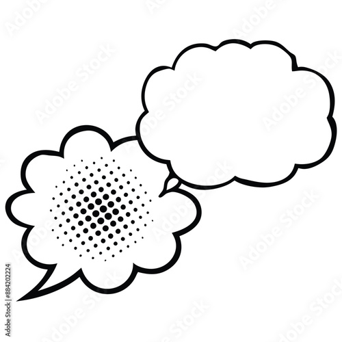 This vector illustration features vintage word bubbles with retro, bubbly comic shapes. Perfect for adding a nostalgic, playful touch to your designs. Ideal for comics, posters, and creative projects.