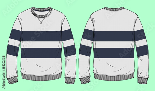 mens terry fleece sweatshirt fashion illustration flat sketch vector.
