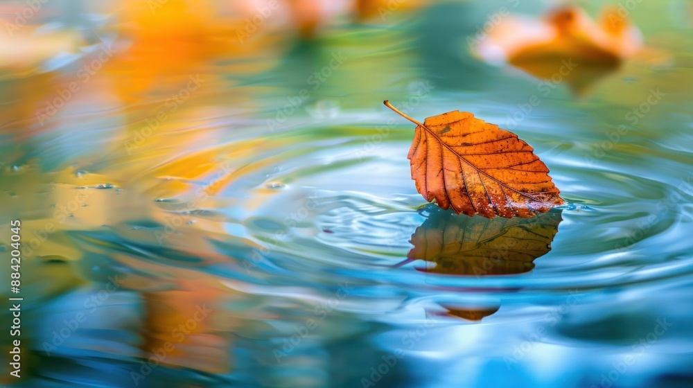 Autumn Leaf Floating on Water Autumn Leaf Floating on Water