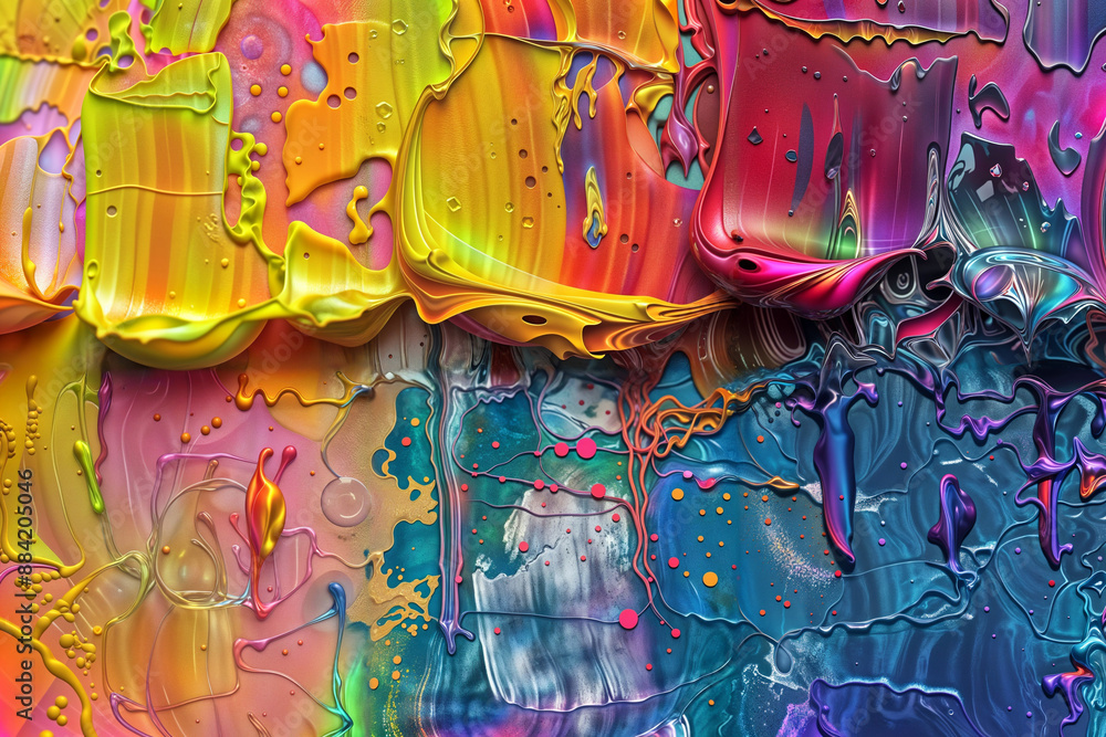 Naklejka premium Vibrant Paint Melange. Multicolored abstract paint swirls.