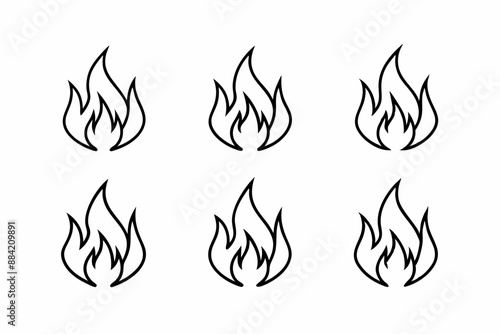 fire line icon, fire line art vector	set
