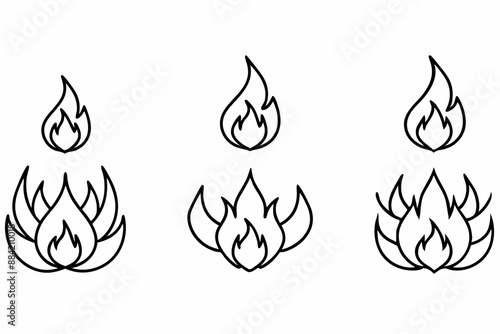 fire line icon, fire line art vector	set
