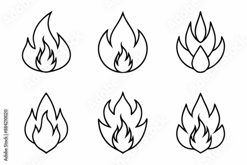 fire line icon, fire line art vector	set
